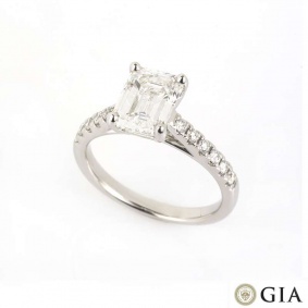 18k White Gold Emerald Cut Diamond Ring 2.00ct F/VS1